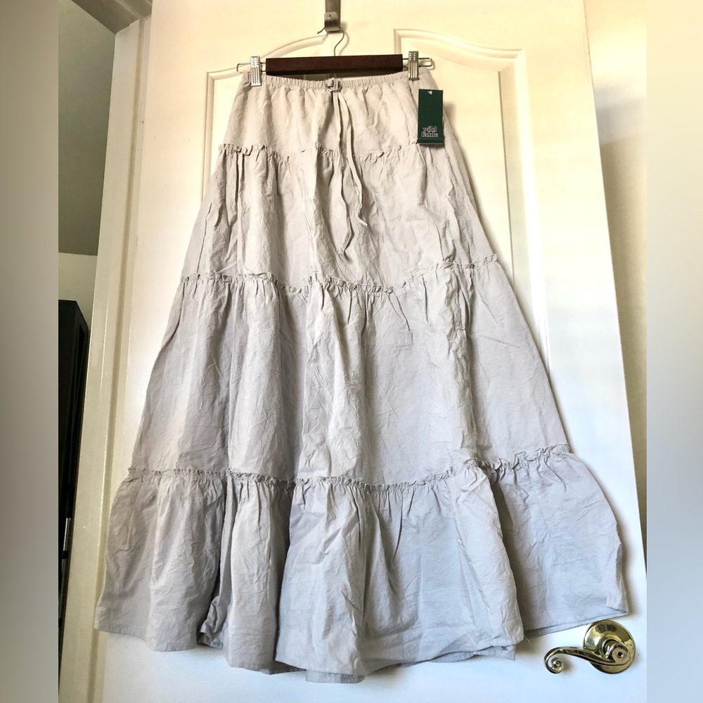 NWT Tiered Maxi Skirt in Light Beige - Casual Flowy Style